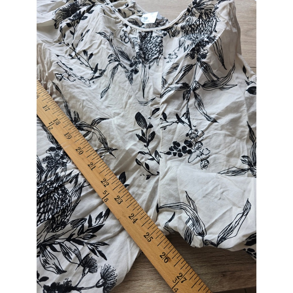 Anko Floral Cotton Midi Dress Size 18 Black White resortwear vacation lagenlook - Picture 5 of 8